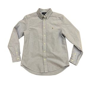 Polo Ralph Lauren Boys Solid Long Sleeve Shirt, Oxford Blue, Size Large/14-16